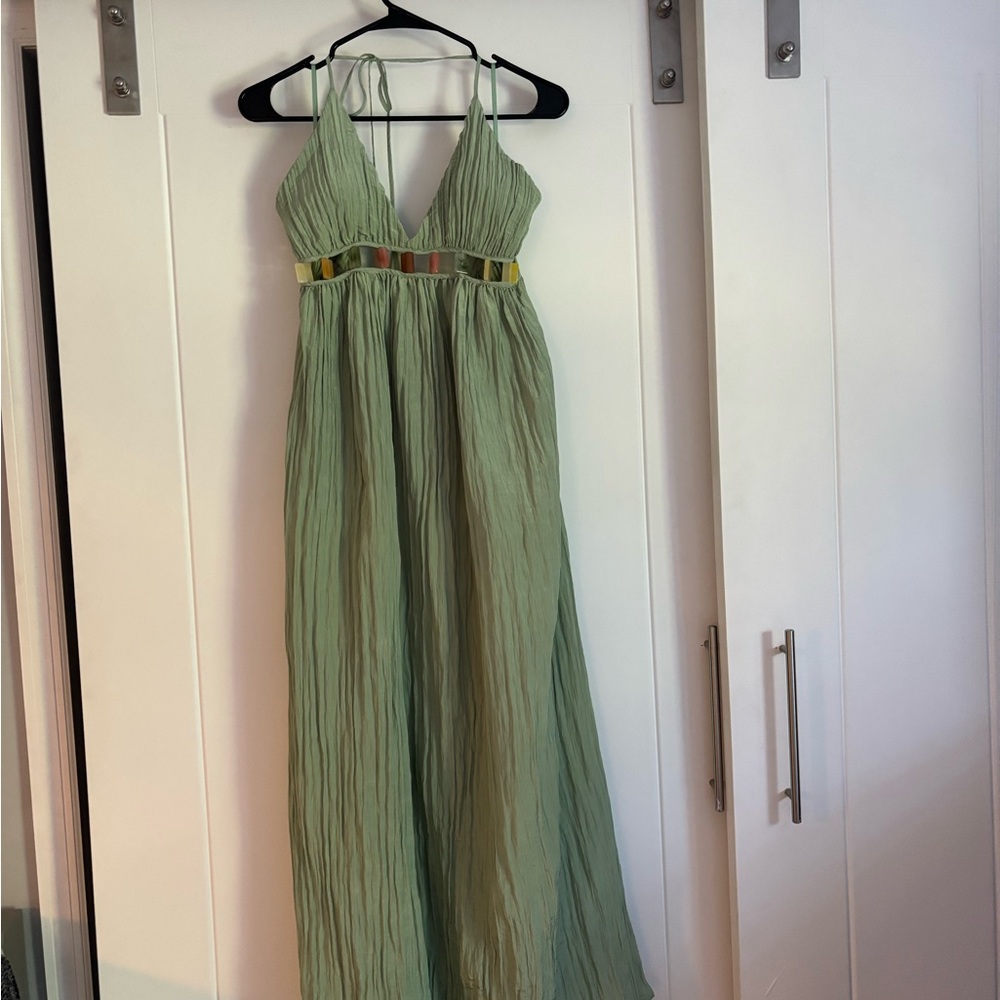 Anne Cole Light Green Maxi Dress with Gold Accents